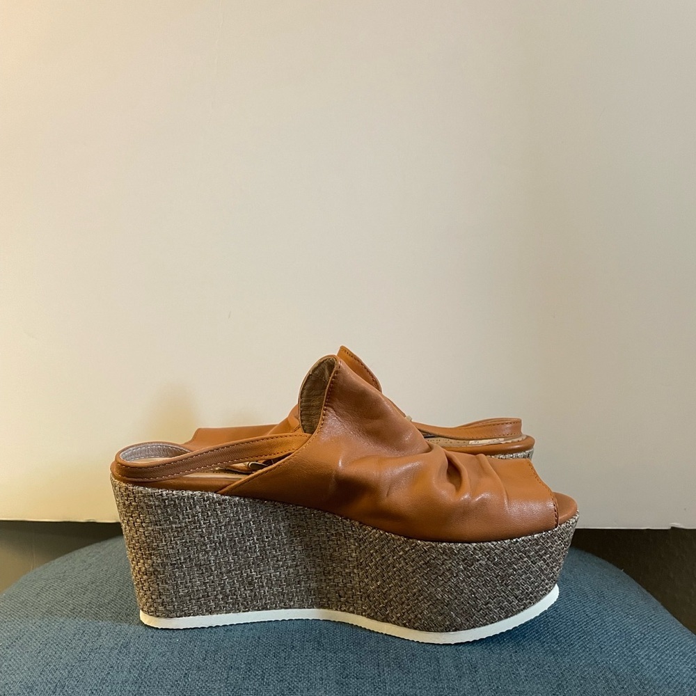 Marco Ricci Wrinkle Vamp Platform Slingback Wedge size 39 - Picture 5 of 12